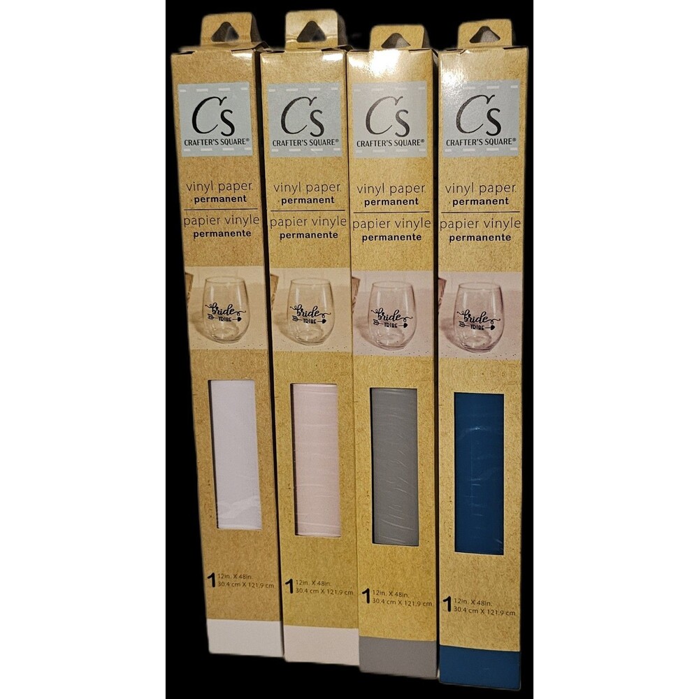 Crafters Vinyl Permanent Set of 4 White, Pale Pink, Blue & Gray 12" x 48"ea NEW